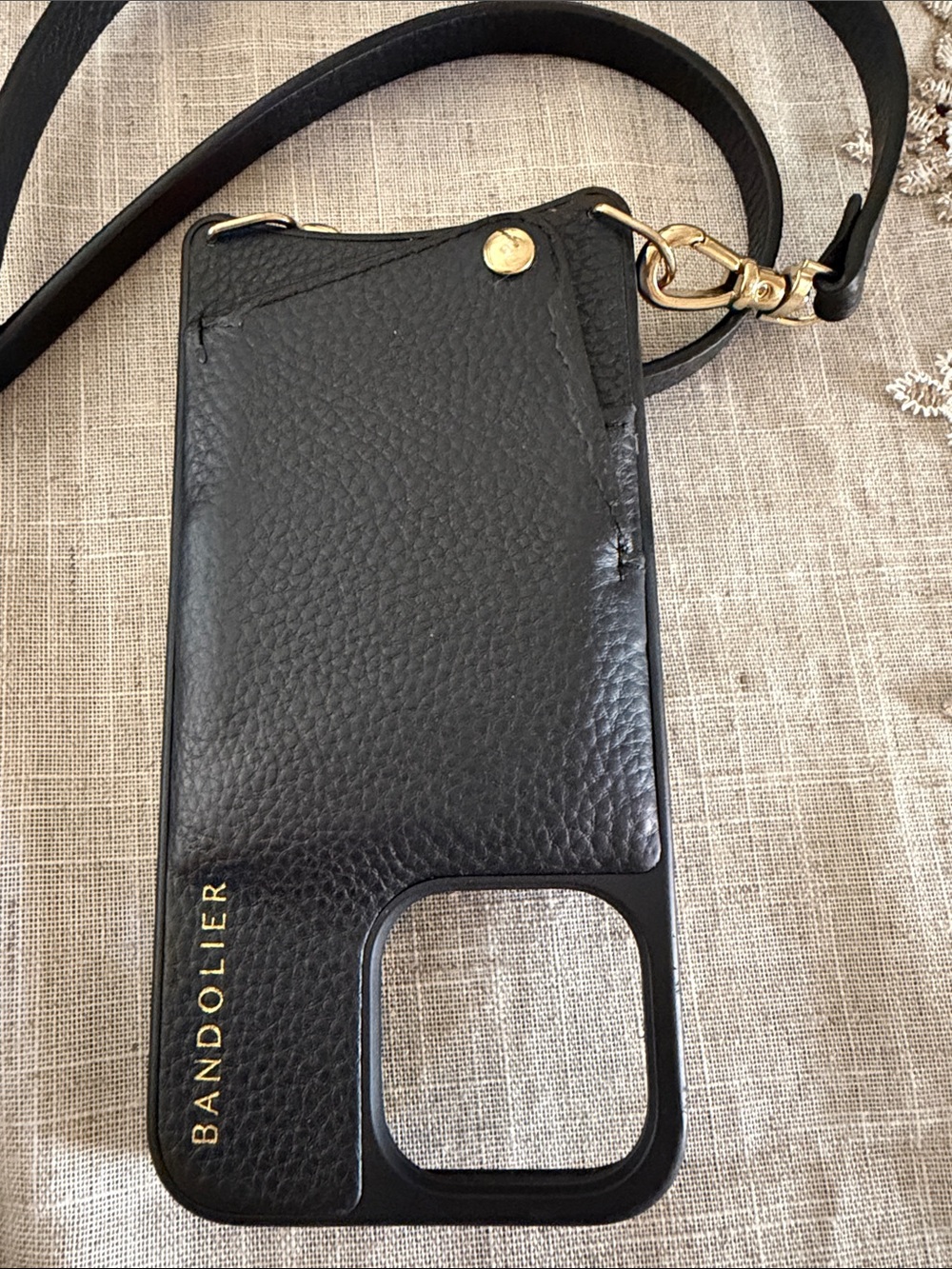 BANDOLIER Black Leather Crossbody Case for iPhone 13 Pro - Picture 2 of 3